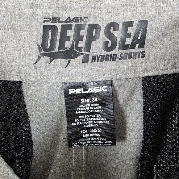 Pelagic Men's High Performance Deep Sea Hybrid Fishing Shorts Light Gray Size 34 - Picture 7 of 16